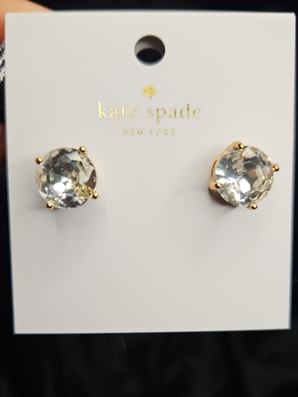 Kate Spade Clear Crystal Gold-Tone Stud Earrings NWT